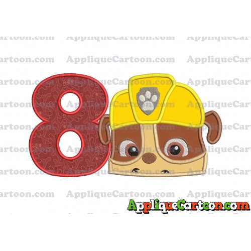 Rubble Paw Patrol Head Applique Embroidery Design Birthday Number 8