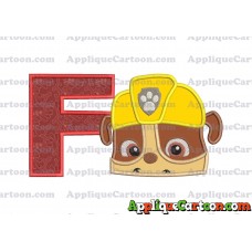 Rubble Paw Patrol Head Applique Embroidery Design With Alphabet F