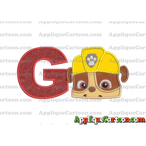 Rubble Paw Patrol Head Applique Embroidery Design With Alphabet G