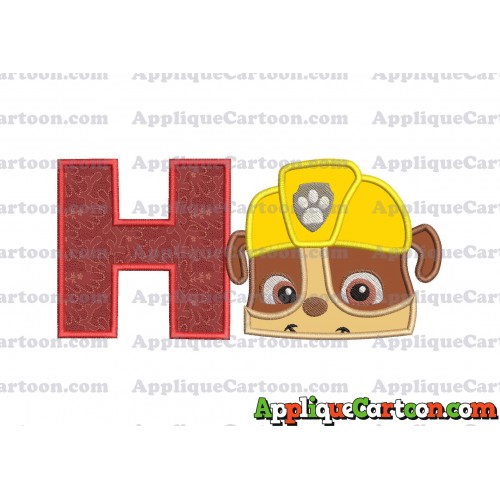 Rubble Paw Patrol Head Applique Embroidery Design With Alphabet H