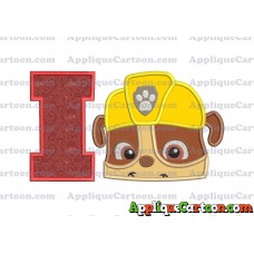 Rubble Paw Patrol Head Applique Embroidery Design With Alphabet I