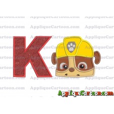 Rubble Paw Patrol Head Applique Embroidery Design With Alphabet K