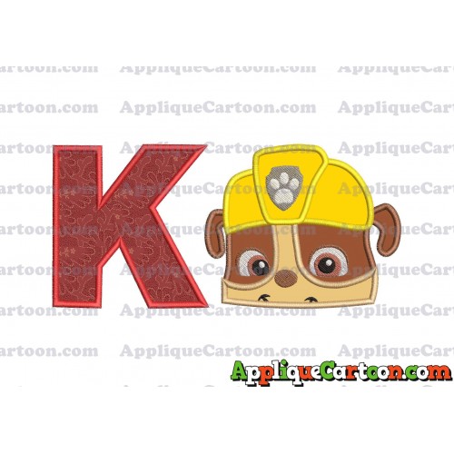 Rubble Paw Patrol Head Applique Embroidery Design With Alphabet K