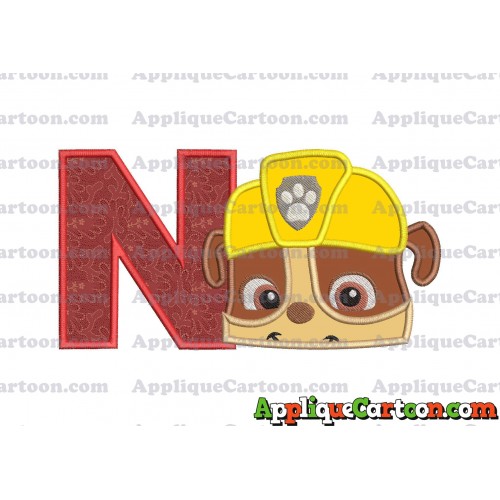 Rubble Paw Patrol Head Applique Embroidery Design With Alphabet N