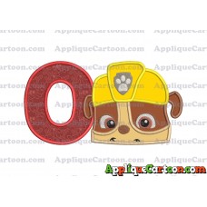 Rubble Paw Patrol Head Applique Embroidery Design With Alphabet O