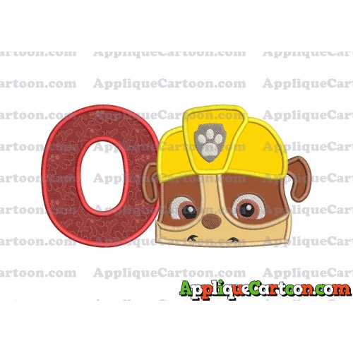 Rubble Paw Patrol Head Applique Embroidery Design With Alphabet O