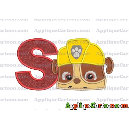 Rubble Paw Patrol Head Applique Embroidery Design With Alphabet S