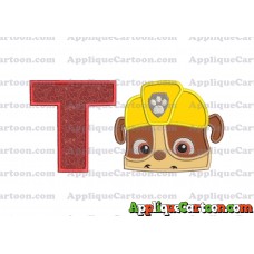 Rubble Paw Patrol Head Applique Embroidery Design With Alphabet T