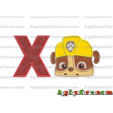 Rubble Paw Patrol Head Applique Embroidery Design With Alphabet X