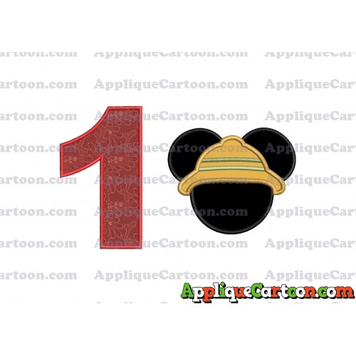 Safari Mickey Mouse Applique Design Birthday Number 1