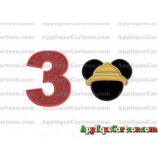 Safari Mickey Mouse Applique Design Birthday Number 3