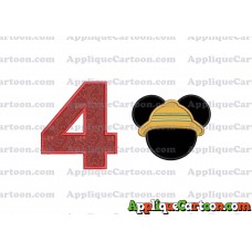 Safari Mickey Mouse Applique Design Birthday Number 4