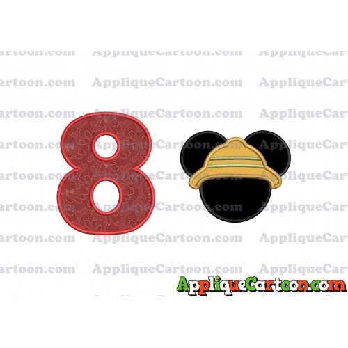 Safari Mickey Mouse Applique Design Birthday Number 8