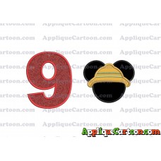 Safari Mickey Mouse Applique Design Birthday Number 9