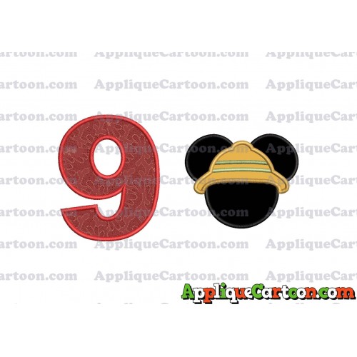 Safari Mickey Mouse Applique Design Birthday Number 9