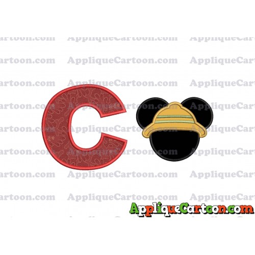 Safari Mickey Mouse Applique Design With Alphabet C
