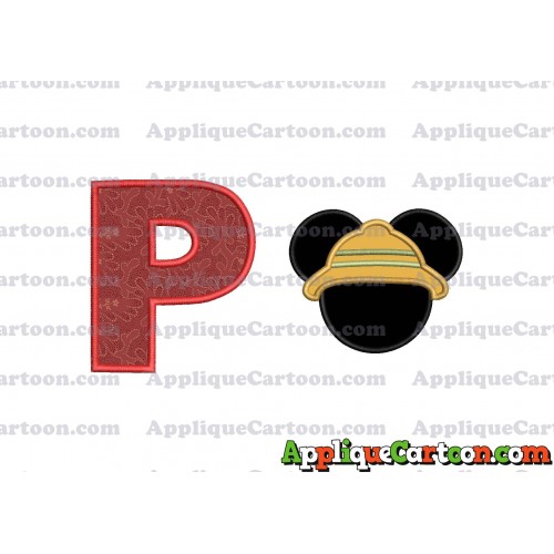 Safari Mickey Mouse Applique Design With Alphabet P