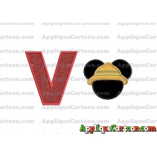 Safari Mickey Mouse Applique Design With Alphabet V
