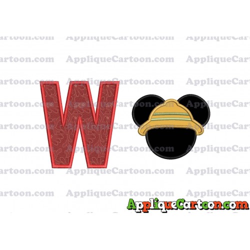 Safari Mickey Mouse Applique Design With Alphabet W