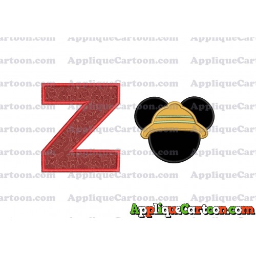 Safari Mickey Mouse Applique Design With Alphabet Z
