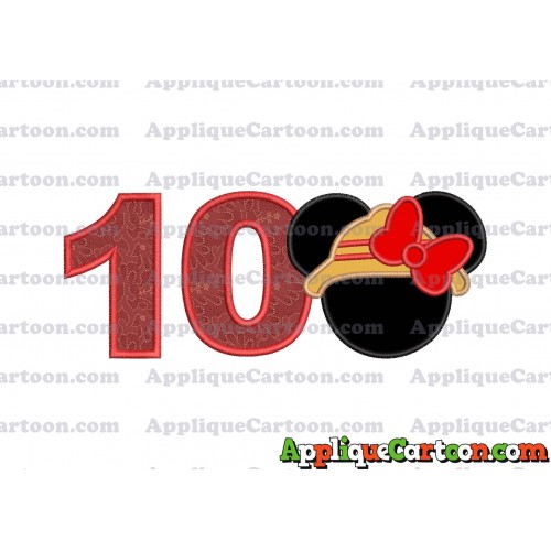 Safari Minnie Mouse Applique Design Birthday Number 10