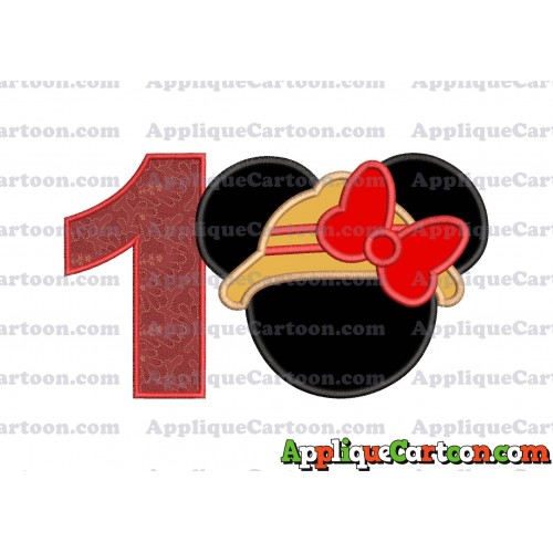 Safari Minnie Mouse Applique Design Birthday Number 1