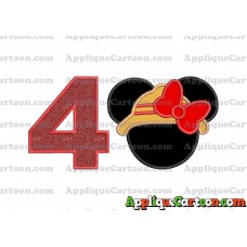 Safari Minnie Mouse Applique Design Birthday Number 4