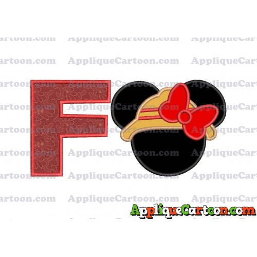 Safari Minnie Mouse Applique Design With Alphabet F