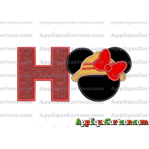 Safari Minnie Mouse Applique Design With Alphabet H