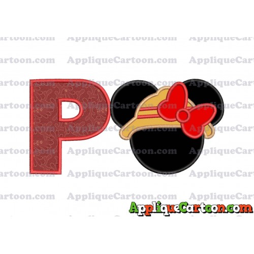 Safari Minnie Mouse Applique Design With Alphabet P
