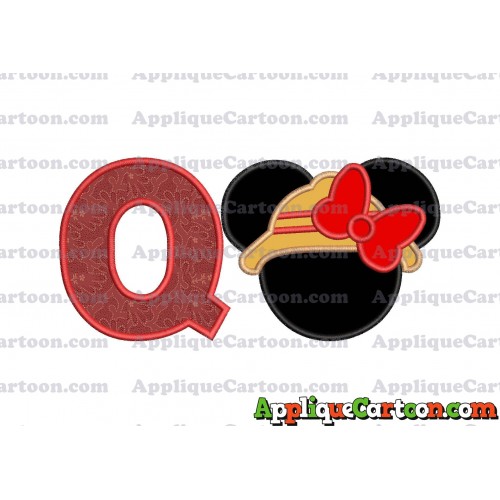 Safari Minnie Mouse Applique Design With Alphabet Q