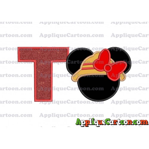 Safari Minnie Mouse Applique Design With Alphabet T