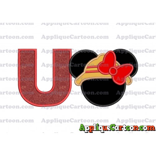 Safari Minnie Mouse Applique Design With Alphabet U
