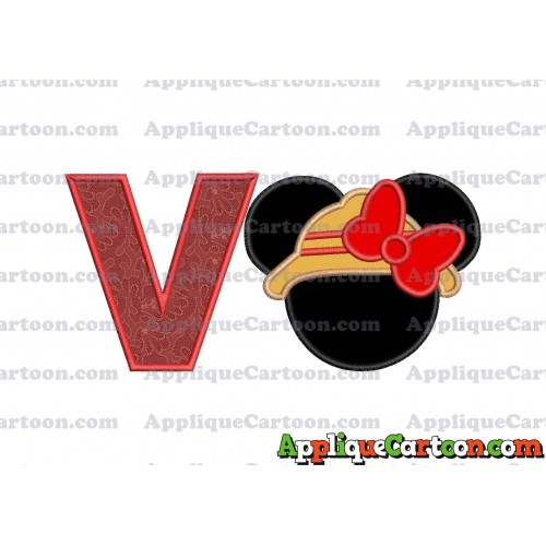 Safari Minnie Mouse Applique Design With Alphabet V