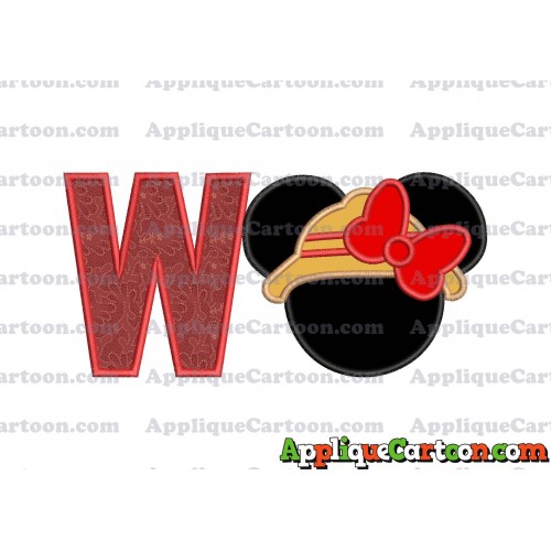 Safari Minnie Mouse Applique Design With Alphabet W