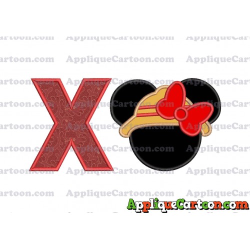 Safari Minnie Mouse Applique Design With Alphabet X