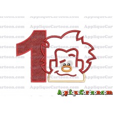 Satin Outline Wreck It Ralph Head Embroidery Design Birthday Number 1