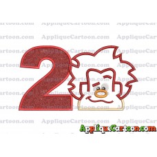 Satin Outline Wreck It Ralph Head Embroidery Design Birthday Number 2