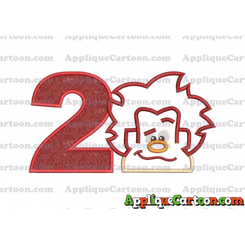 Satin Outline Wreck It Ralph Head Embroidery Design Birthday Number 2