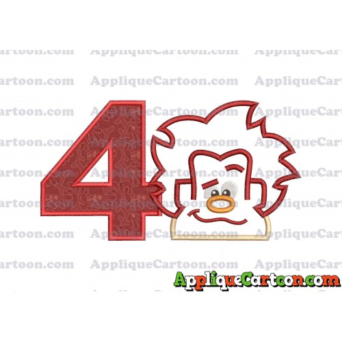 Satin Outline Wreck It Ralph Head Embroidery Design Birthday Number 4