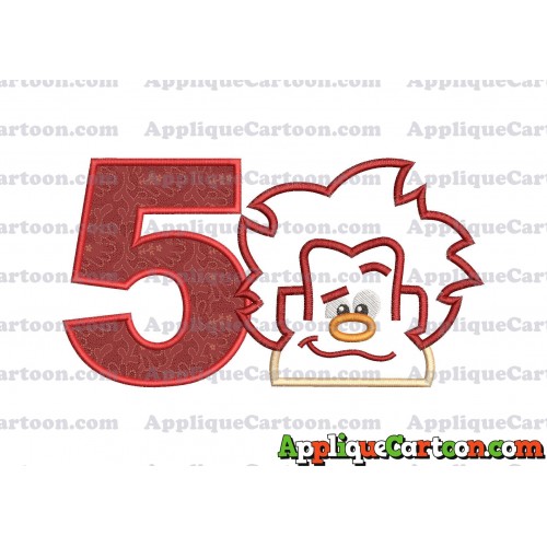 Satin Outline Wreck It Ralph Head Embroidery Design Birthday Number 5
