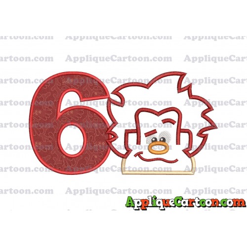 Satin Outline Wreck It Ralph Head Embroidery Design Birthday Number 6