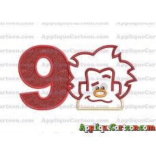 Satin Outline Wreck It Ralph Head Embroidery Design Birthday Number 9
