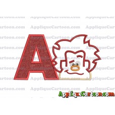 Satin Outline Wreck It Ralph Head Embroidery Design With Alphabet A