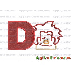 Satin Outline Wreck It Ralph Head Embroidery Design With Alphabet D