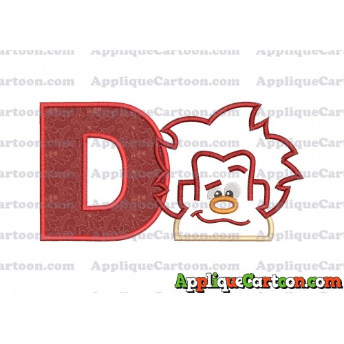 Satin Outline Wreck It Ralph Head Embroidery Design With Alphabet D