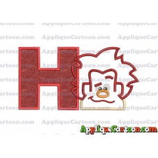 Satin Outline Wreck It Ralph Head Embroidery Design With Alphabet H