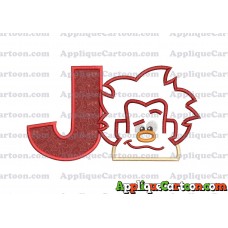 Satin Outline Wreck It Ralph Head Embroidery Design With Alphabet J