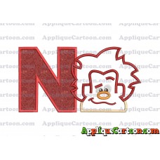Satin Outline Wreck It Ralph Head Embroidery Design With Alphabet N
