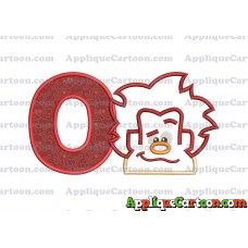 Satin Outline Wreck It Ralph Head Embroidery Design With Alphabet O